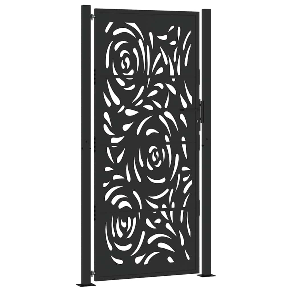 Zahradní branka černá 105x205 cm ocel design vlnek