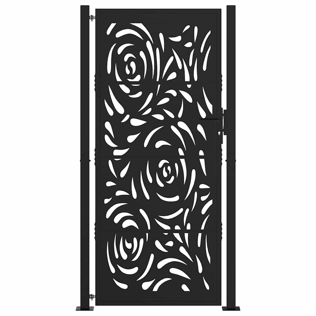 Zahradní branka černá 105x205 cm ocel design vlnek