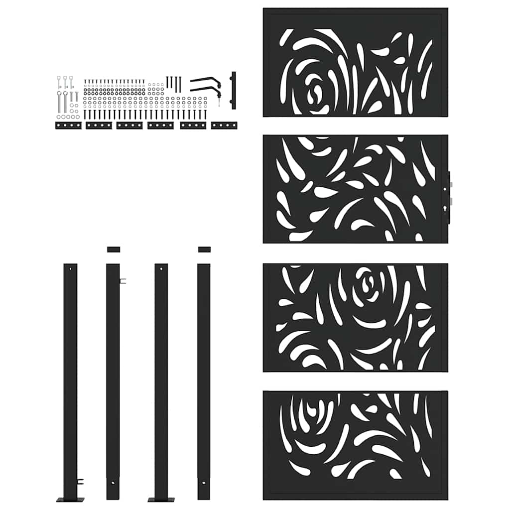 Zahradní branka černá 105x205 cm ocel design vlnek