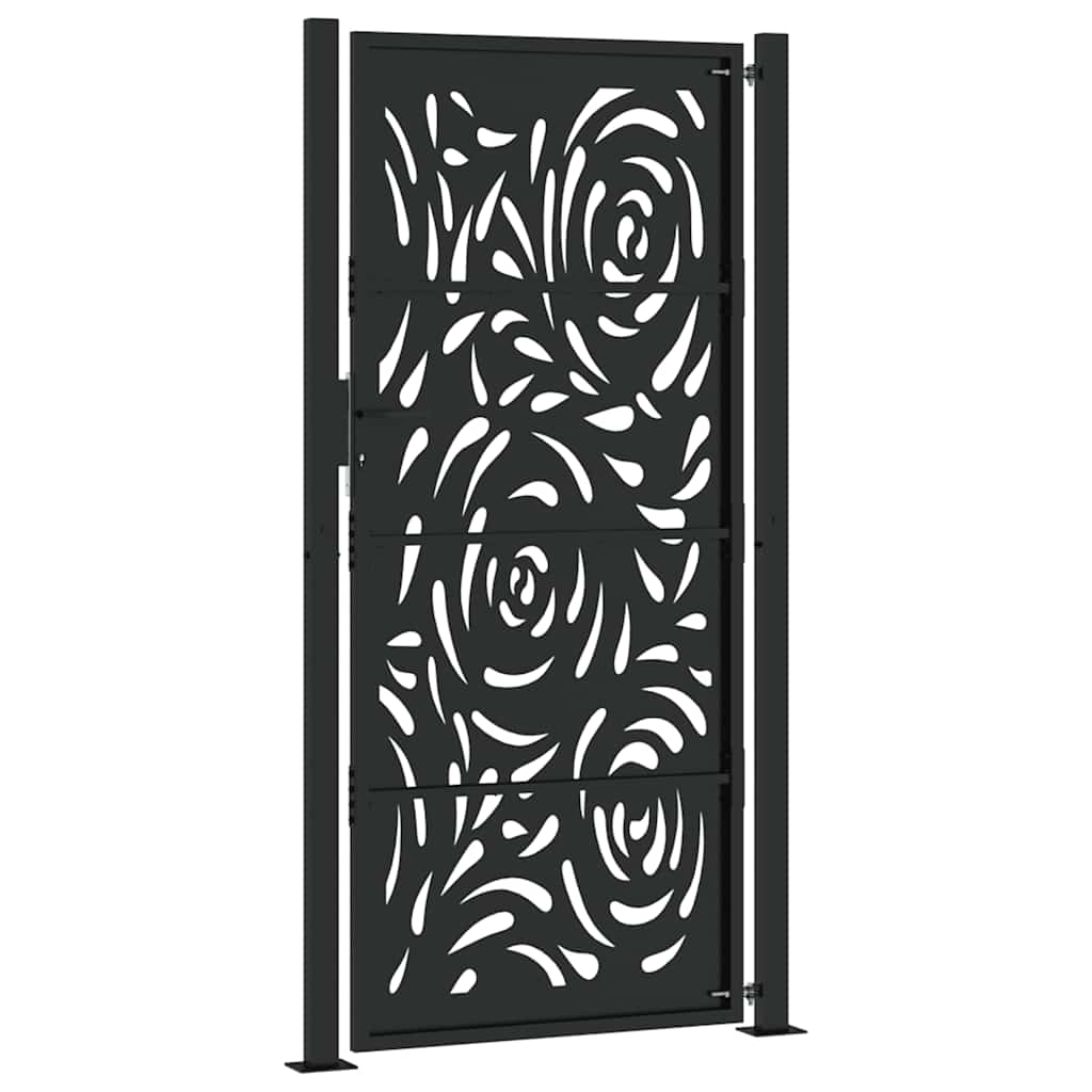Zahradní branka černá 105x205 cm ocel design vlnek