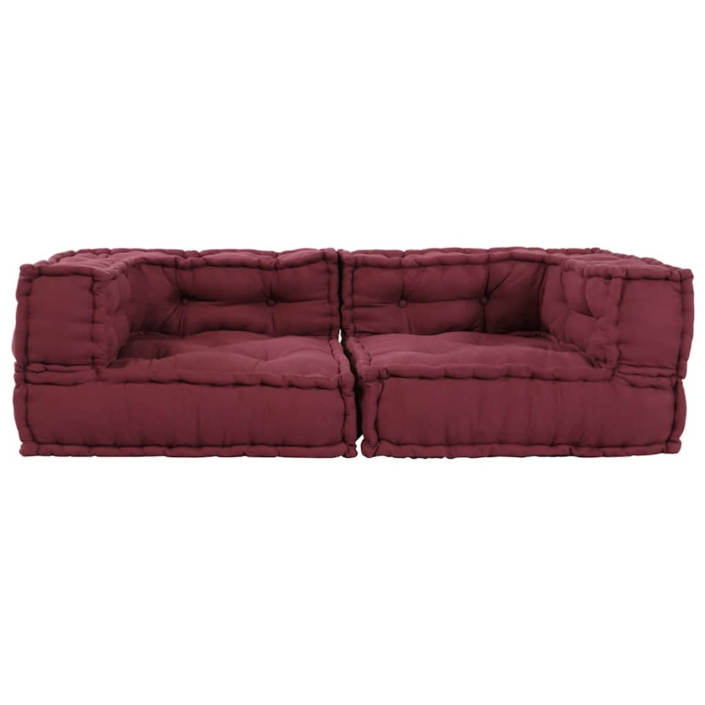 Modular Pouffe Maroon 140x70x36 Látka