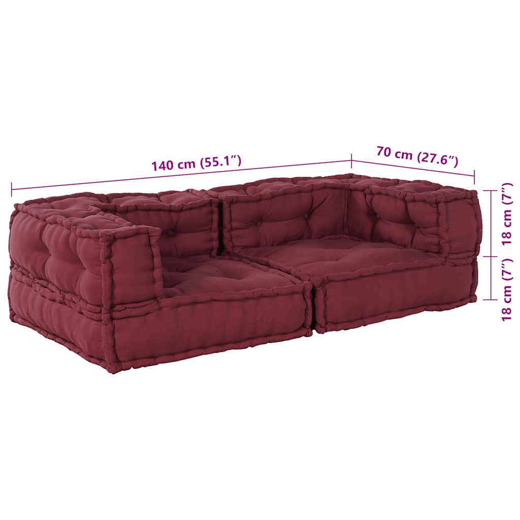 Modular Pouffe Maroon 140x70x36 Látka