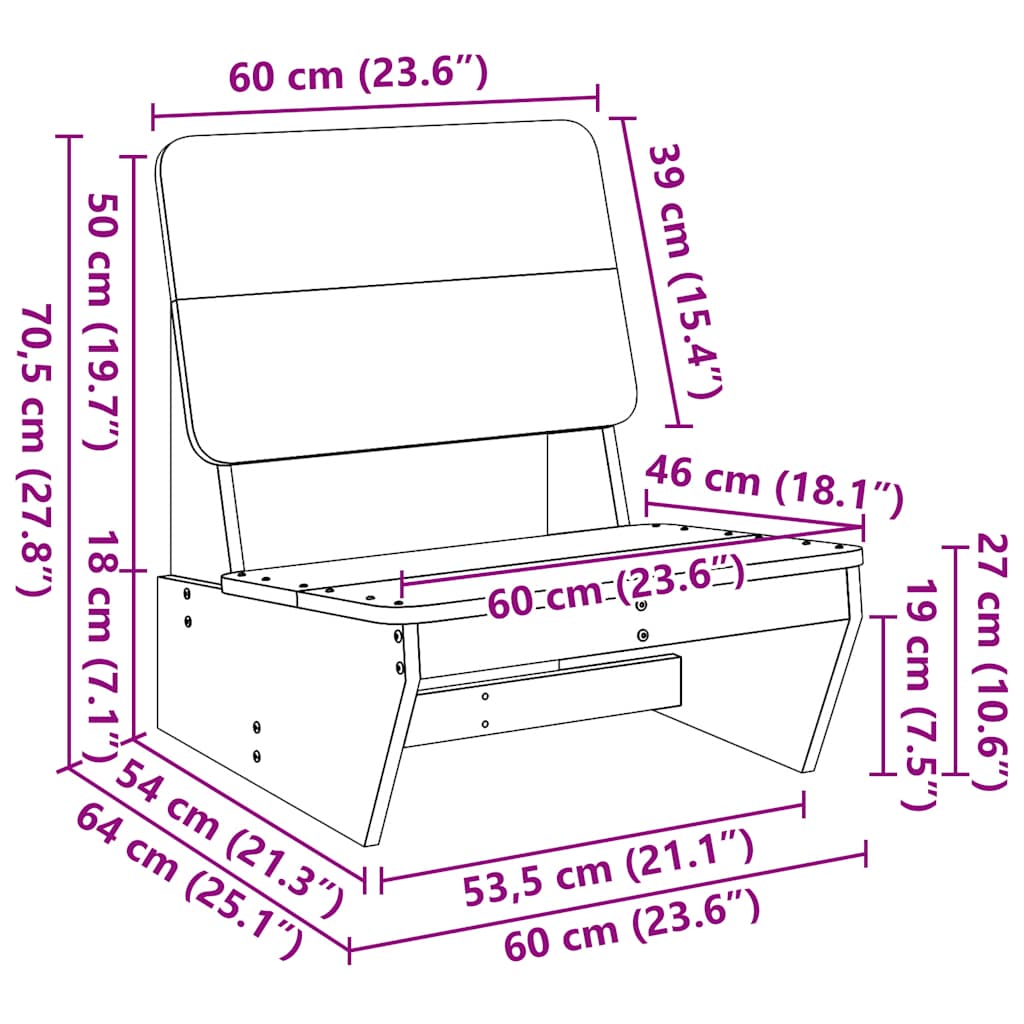 Zahradní židle 2 ks 60x64x70,5 cm masivní borové dřevo