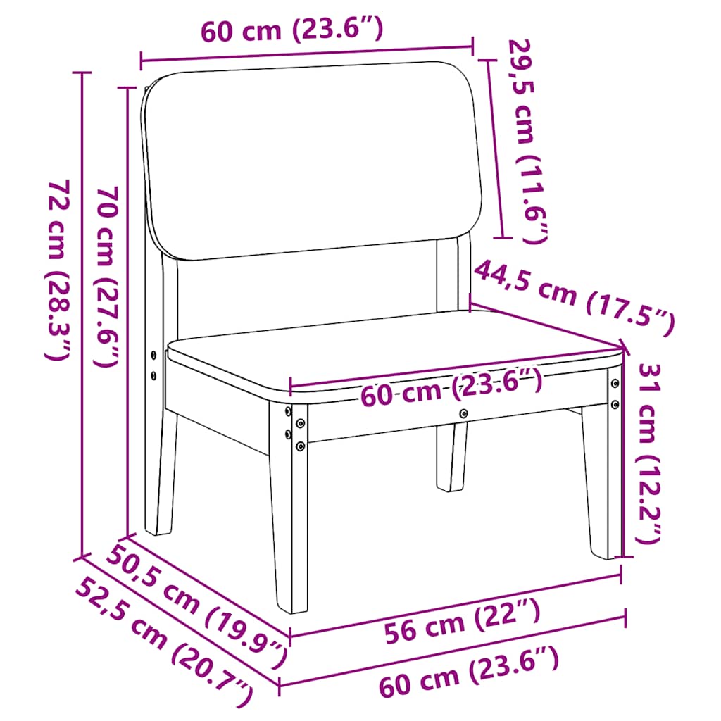 Zahradní židle 2 ks 60x52,5x72 cm impregnované borové dřevo