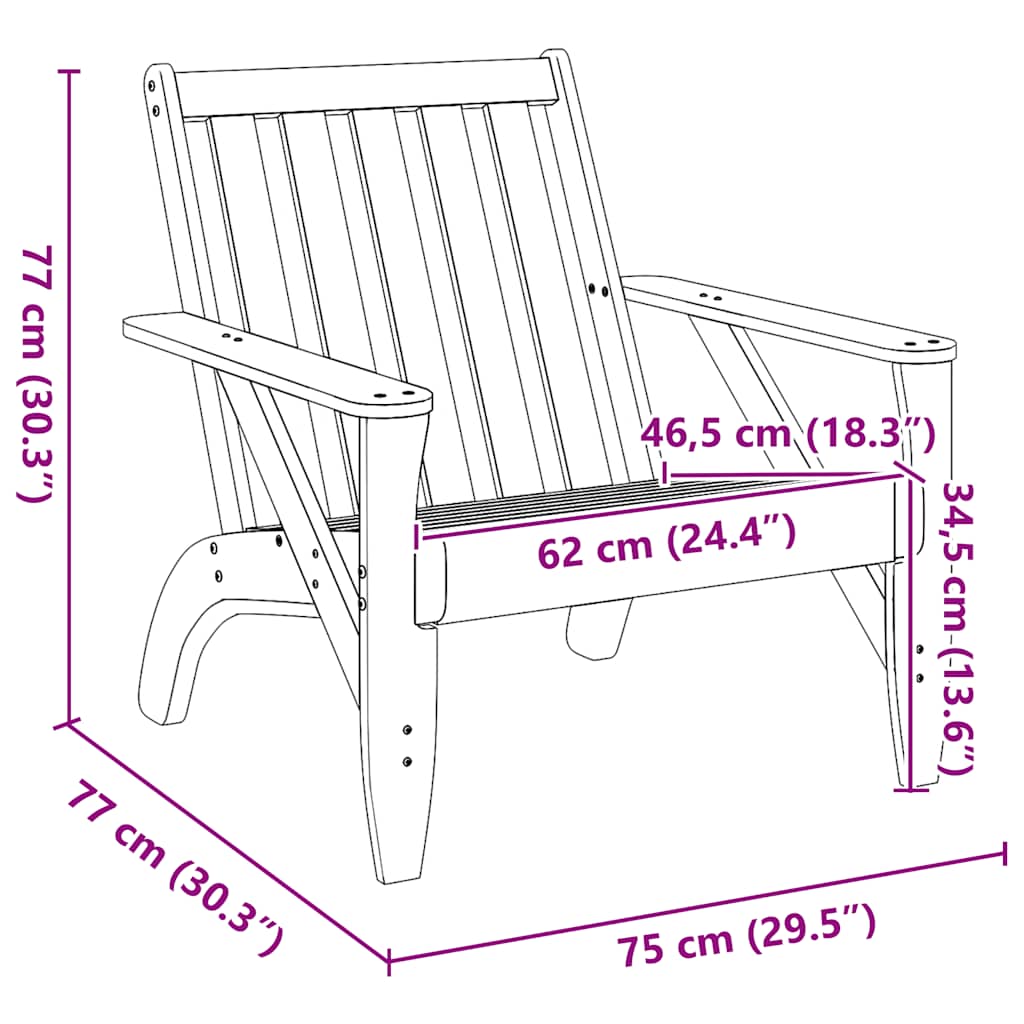 Zahradní židle Adirondack bílá 2 ks 75x77x77 cm borovice