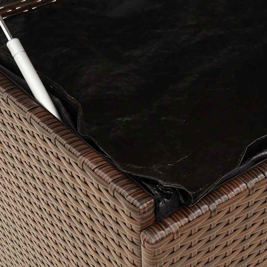 Zahradní úložný box s kolečky hnědý 110x55x73 cm polyratan