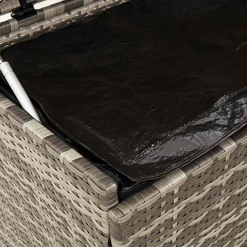 Zahradní úložný box s kolečky šedý 110x55x73 cm polyratan