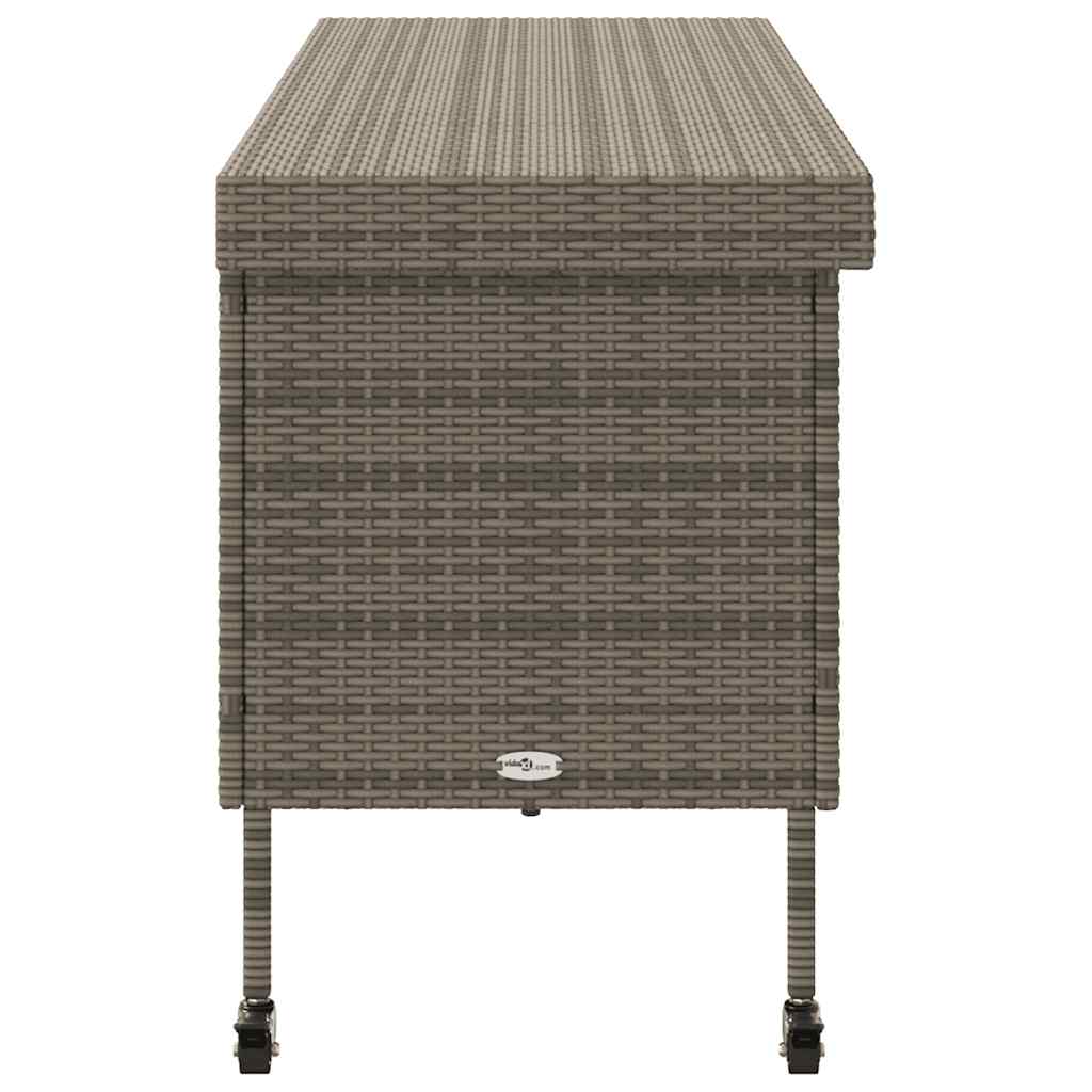 Zahradní úložný box s kolečky šedý 160x55x75 cm polyratan