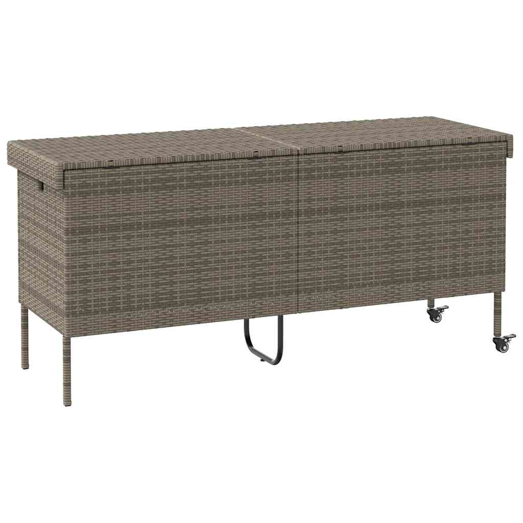 Zahradní úložný box s kolečky šedý 160x55x75 cm polyratan