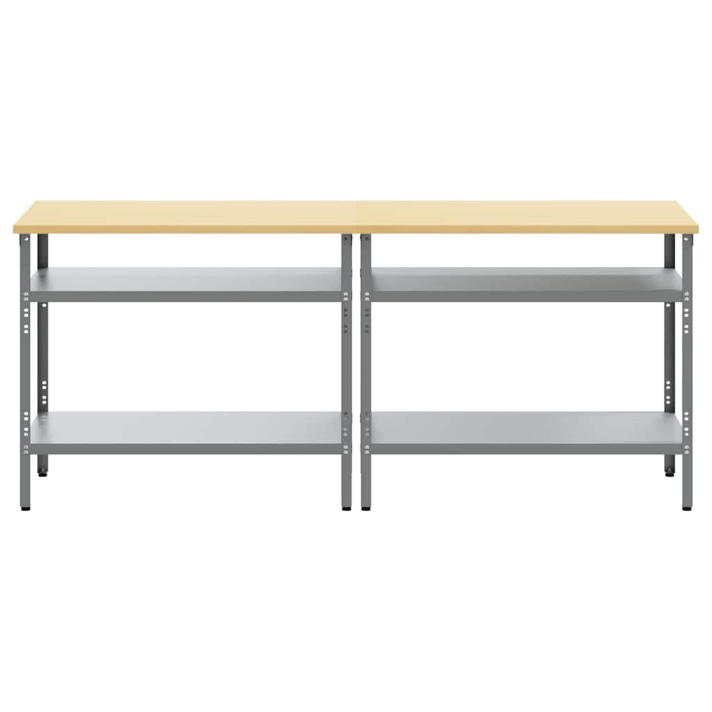 Sada pracovního stolu s policí 2 pcs Šedá 200 x 55 x 85 cm Ocel