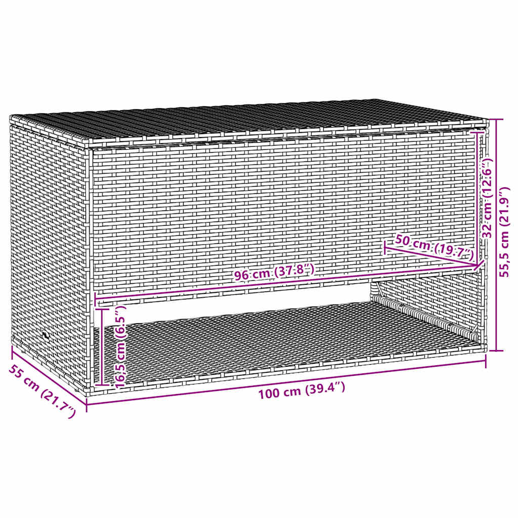 Box na venkovní polštář černý 100x55x55,5 cm Poly ratan