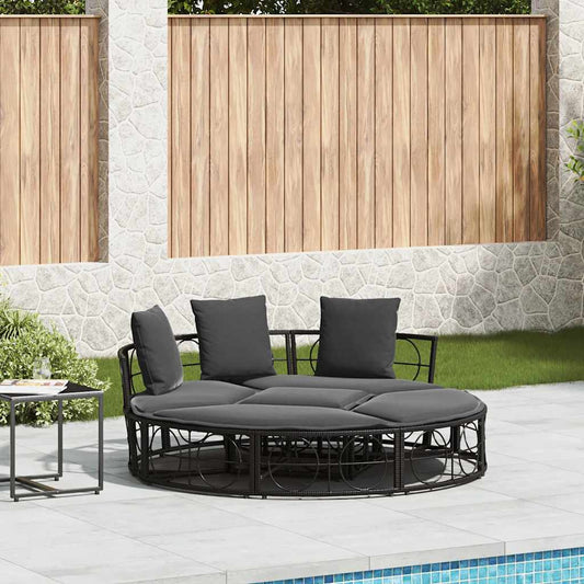 Venkovní lůžko bez baldachýnu Black Poly Rattan
