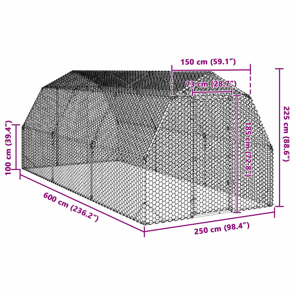 Výběh pro slepice 2,5x6x2,25 m pozinkovaná ocel
