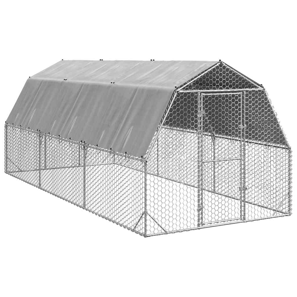 Výběh pro slepice se střechou 2,5x6x2,25 m pozinkovaná ocel