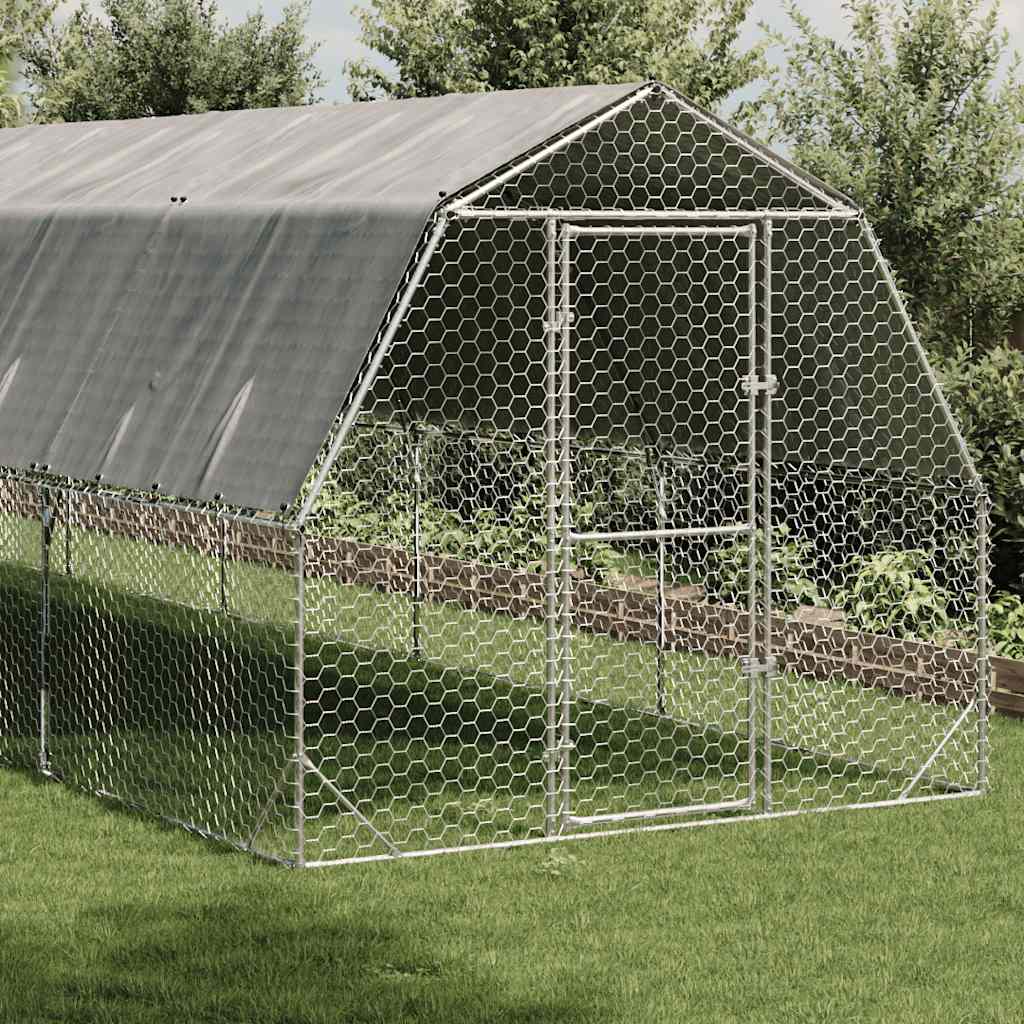 Výběh pro slepice se střechou 2,5x6x2,25 m pozinkovaná ocel