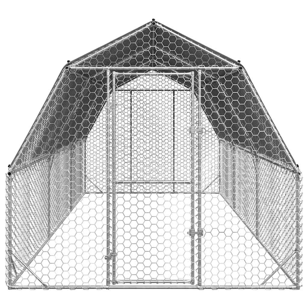 Výběh pro slepice se střechou 2,5x6x2,25 m pozinkovaná ocel