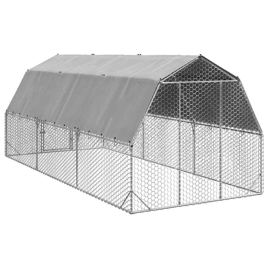 Výběh pro slepice se střechou 2,5x6x2,25 m pozinkovaná ocel