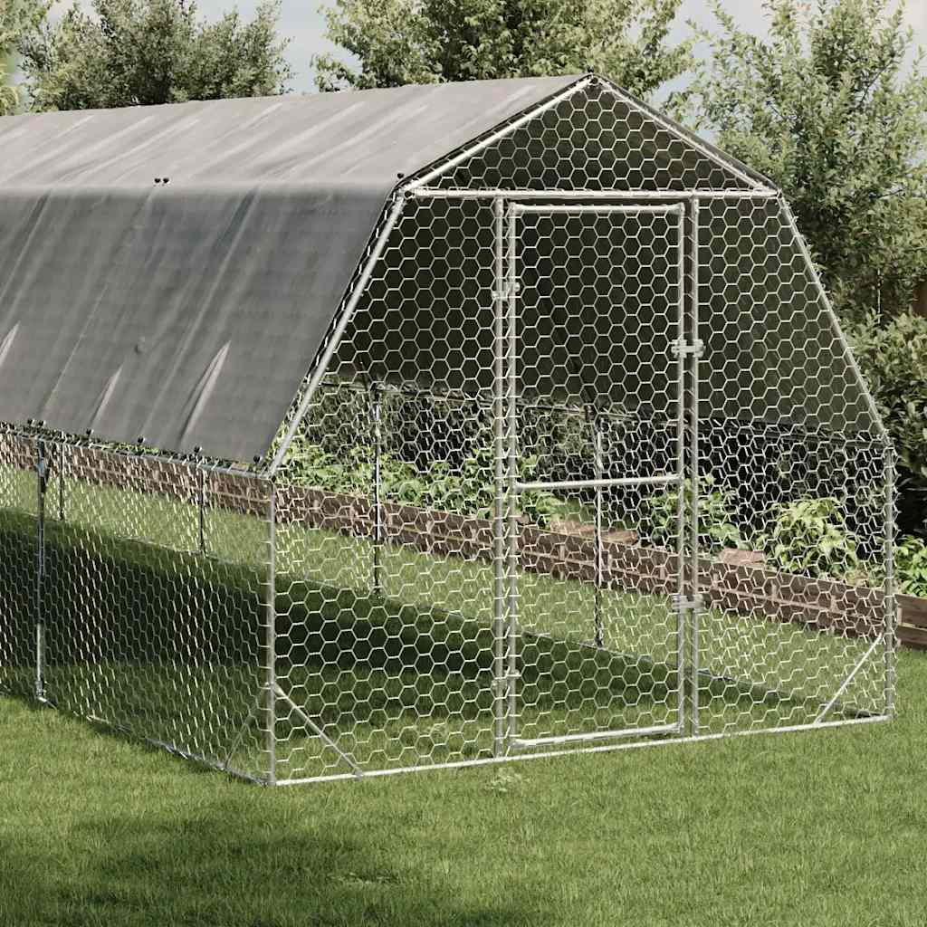 Výběh pro slepice se střechou 2,5x10x2,25 m pozinkovaná ocel