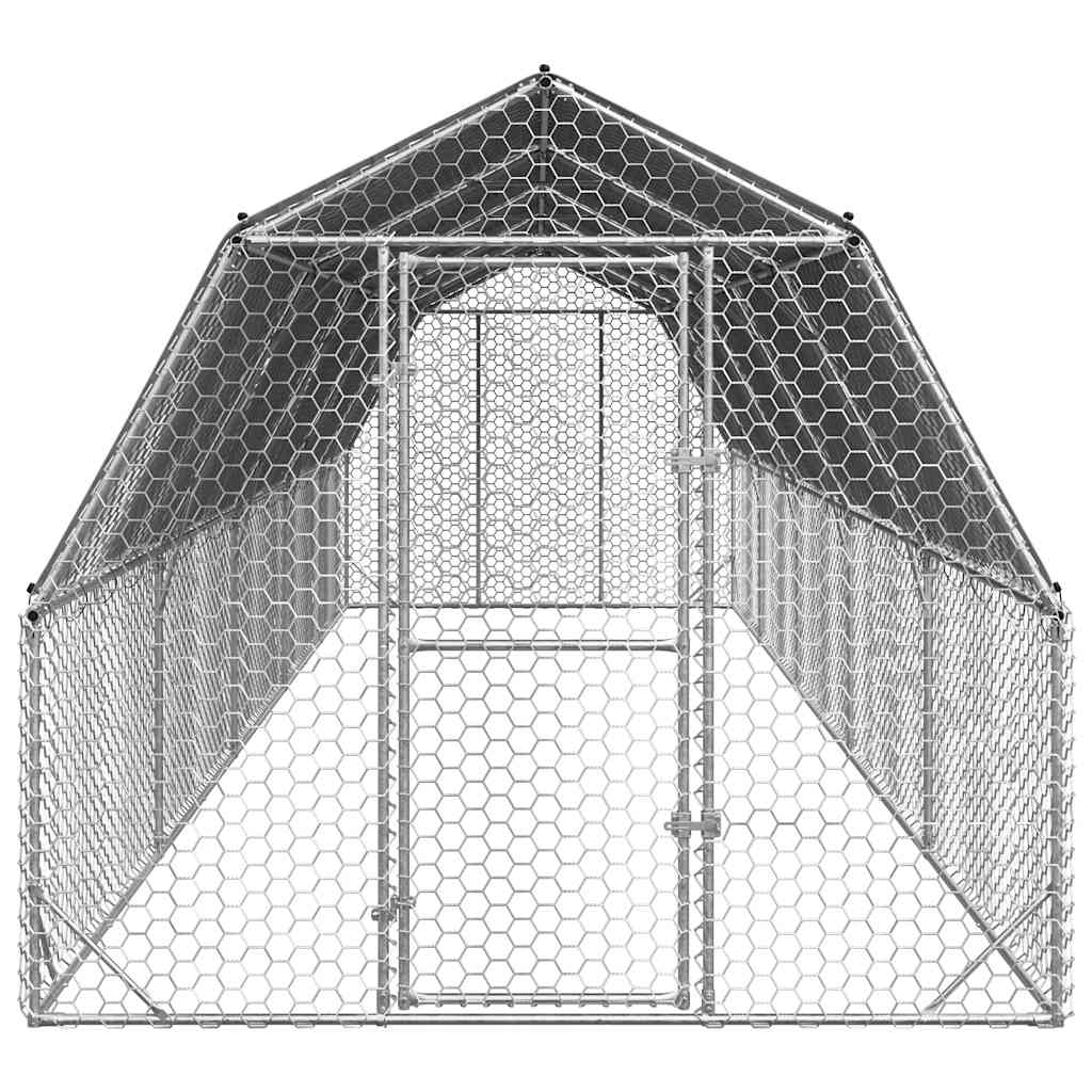 Výběh pro slepice se střechou 2,5x10x2,25 m pozinkovaná ocel