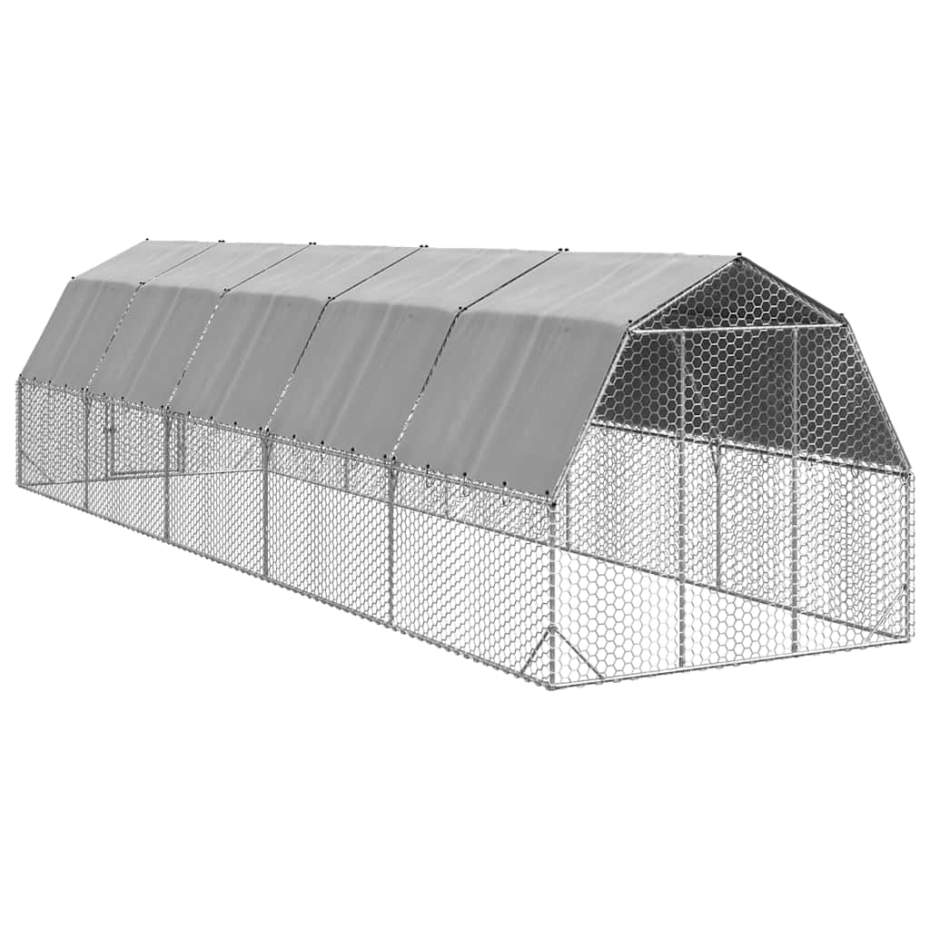 Výběh pro slepice se střechou 2,5x10x2,25 m pozinkovaná ocel