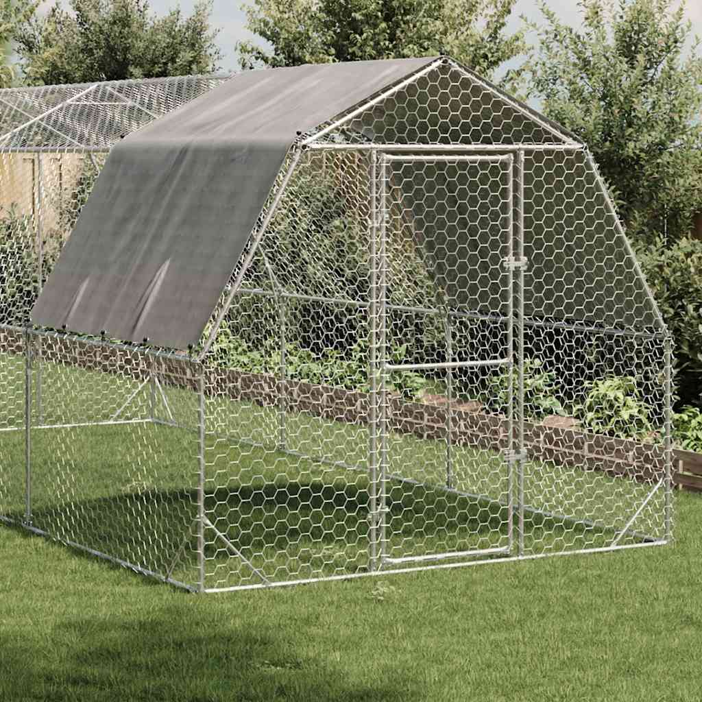 Výběh pro slepice se střechou 2,5x6x2,25 m pozinkovaná ocel