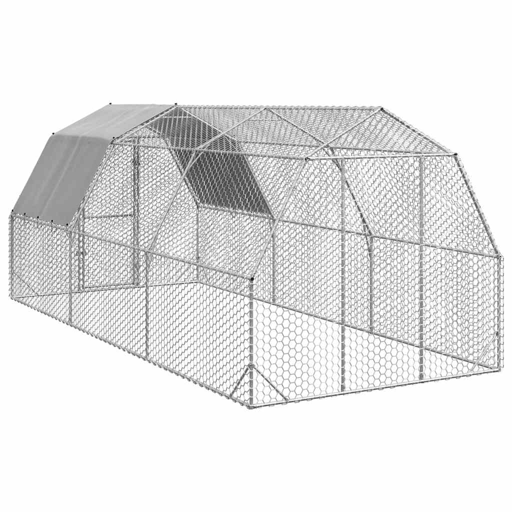 Výběh pro slepice se střechou 2,5x6x2,25 m pozinkovaná ocel