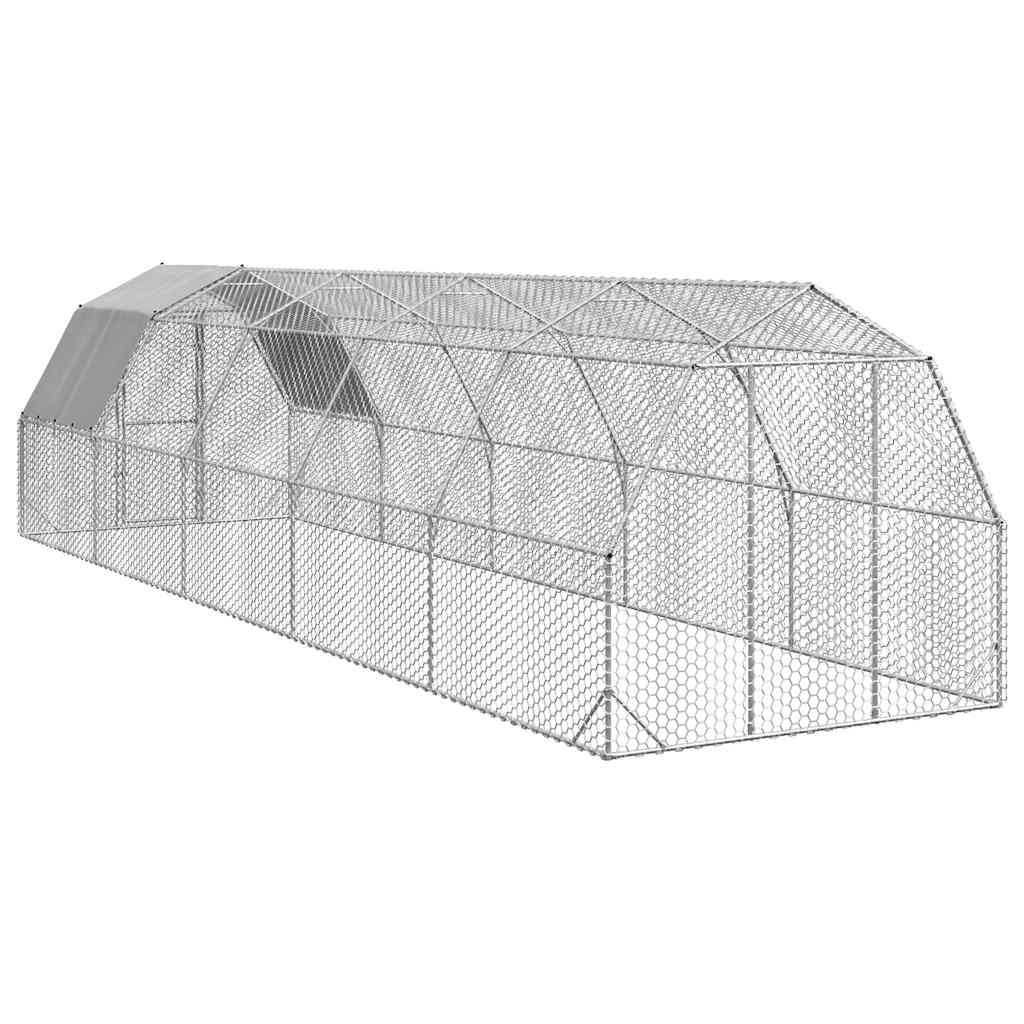 Výběh pro slepice se střechou 2,5x10x2,25 m pozinkovaná ocel