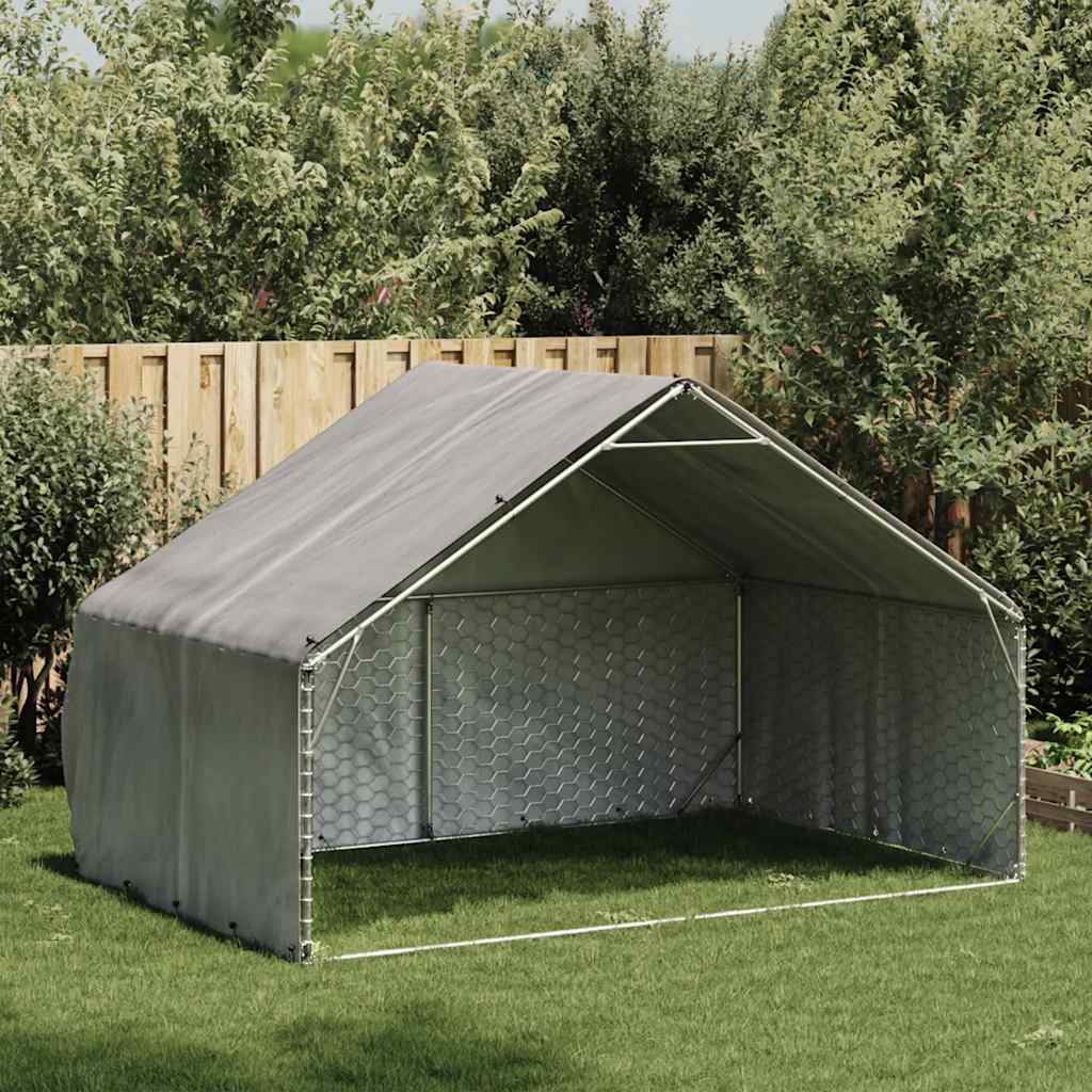 Venkovní psí bouda s krytem 3x2x1,9 m pozinkovaná ocel