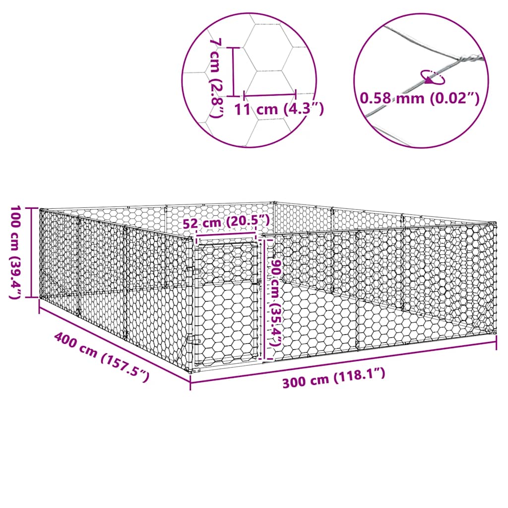 Venkovní psí bouda s dveřmi 3x4x1 m pozinkovaná ocel