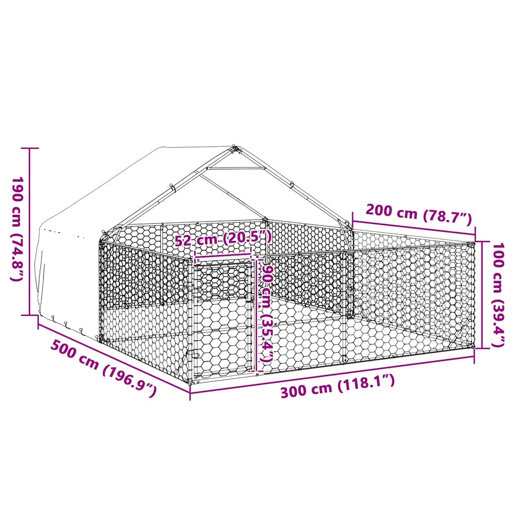 Venkovní psí kotec s výběhem 5x3x1,9 m pozinkovaná ocel