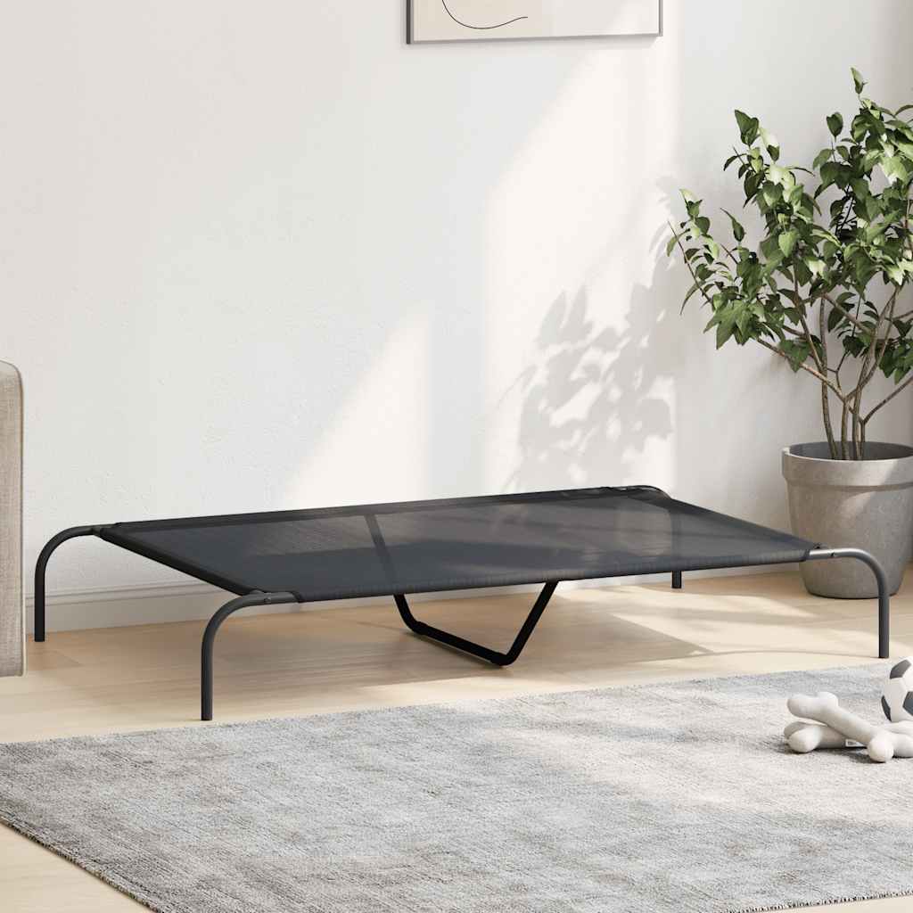 Vyvýšený pelíšek pro psy černý 130x80x20 cm Textilén a ocel
