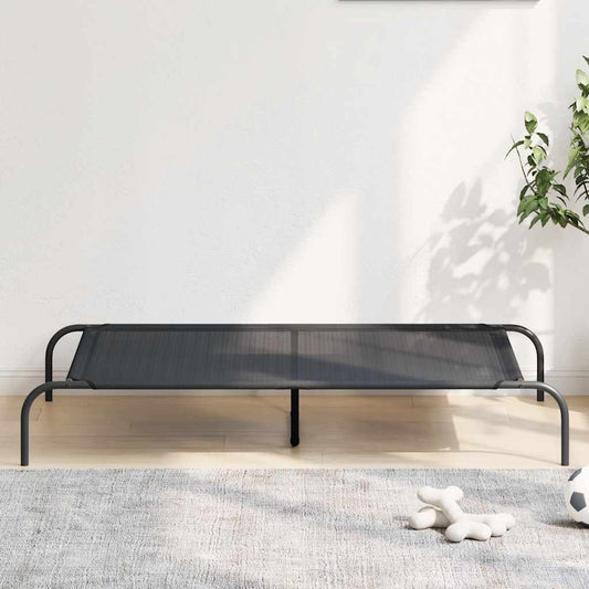 Vyvýšený pelíšek pro psy černý 130x80x20 cm Textilén a ocel
