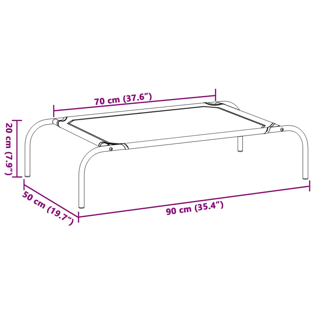vyvýšený pelíšek pro psy vidaXL černý 90x50x20 cm Oxford Fabric a ocel