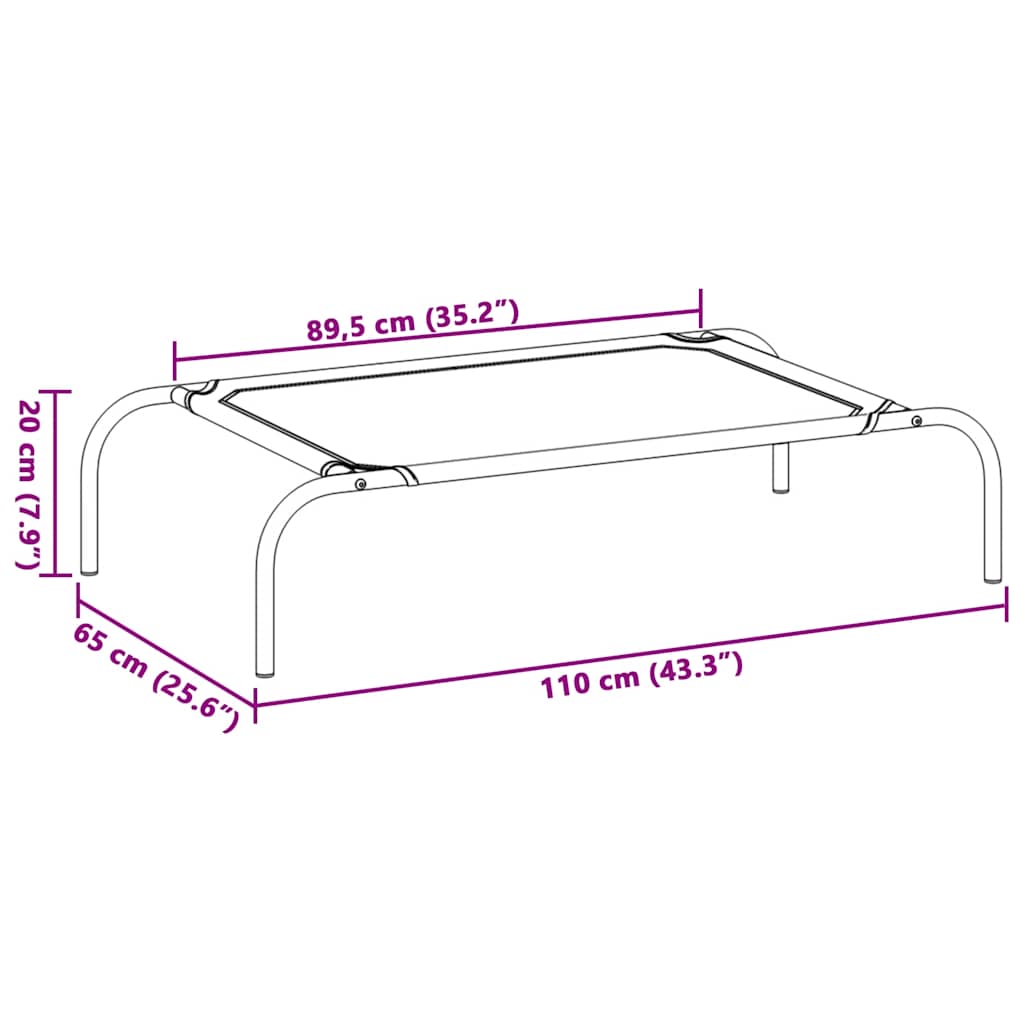 vyvýšený pelíšek pro psy vidaXL černý 110x65x20cm Oxford Fabric a ocel