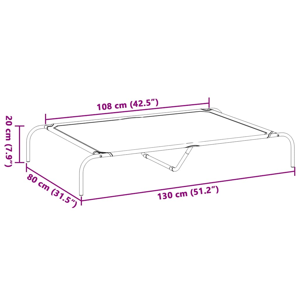 vyvýšený pelíšek pro psy vidaXL černý 130x80x20cm Oxford Fabric a ocel