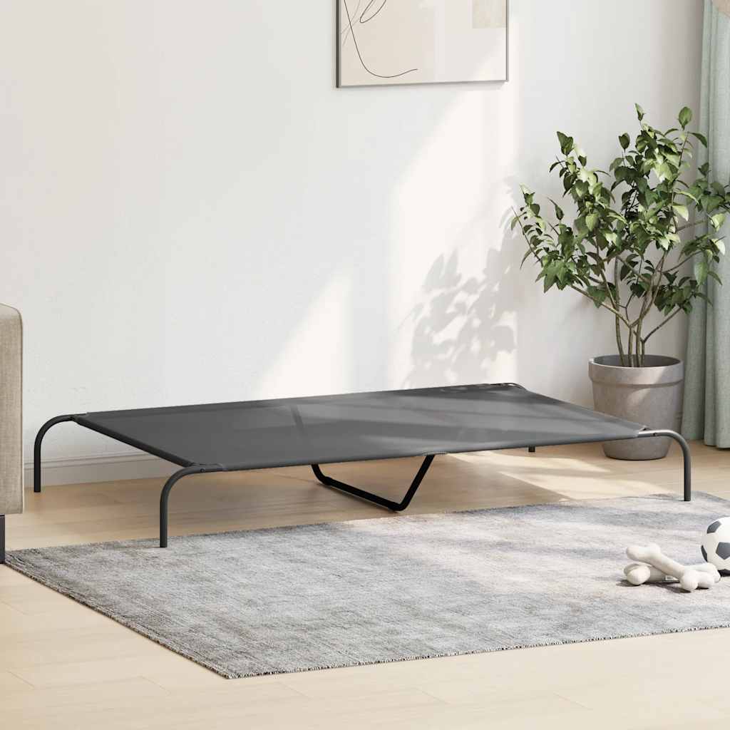 Zvýšený pelíšek pro psy šedý 150x90x20 cm Textilén a ocel