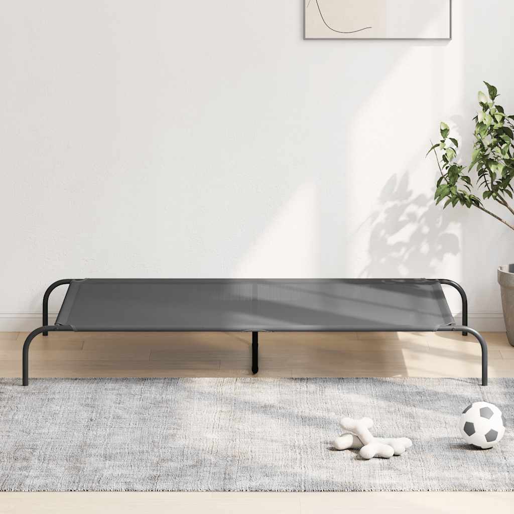 Zvýšený pelíšek pro psy šedý 150x90x20 cm Textilén a ocel