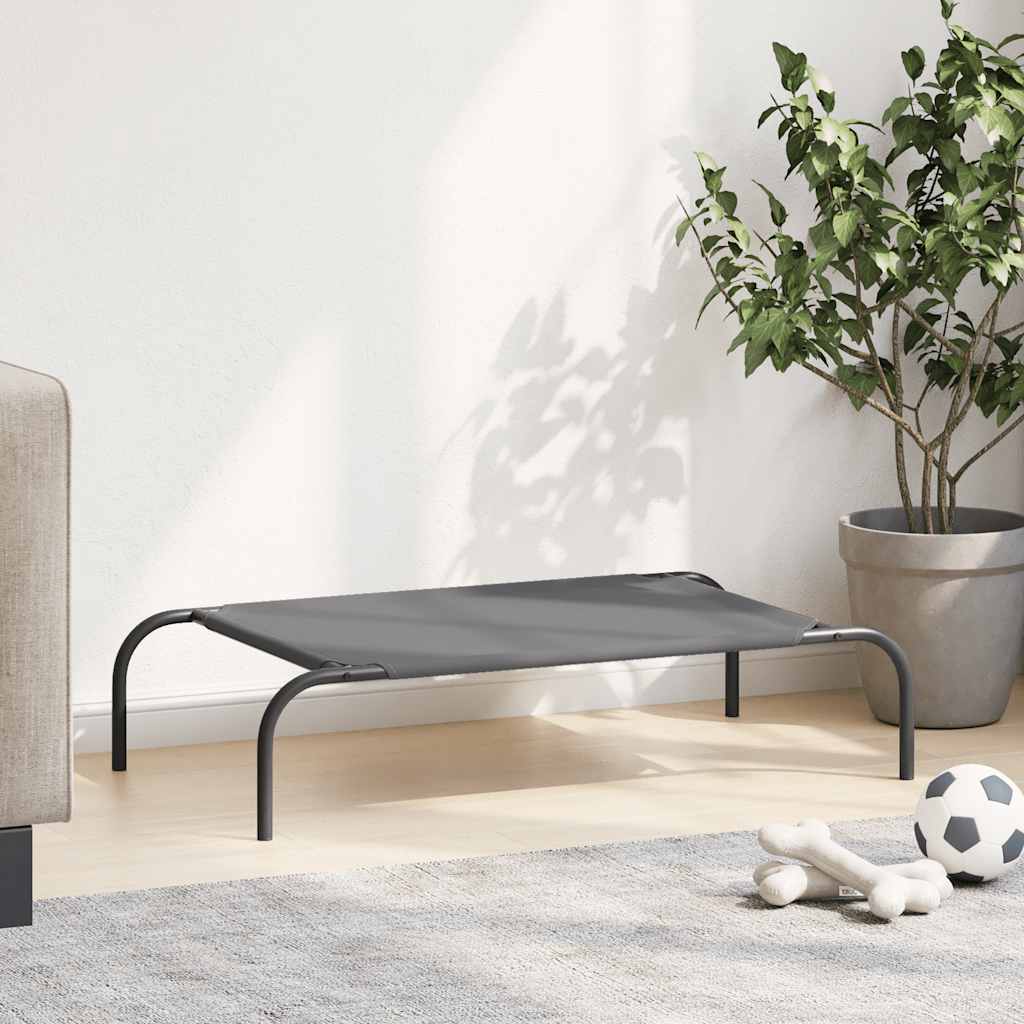 vyvýšený pelíšek pro psy šedý 90x50x20 cm Oxford Fabric a ocel