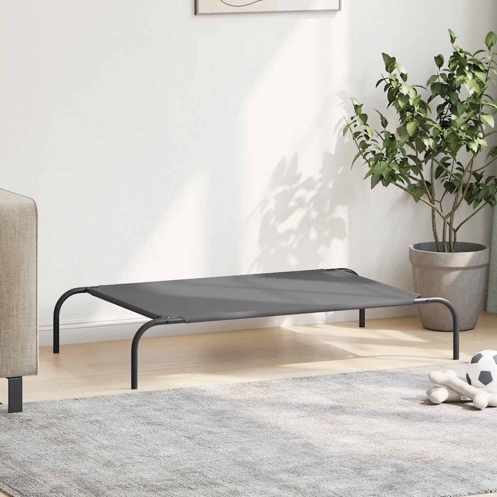 Vyvýšený pelíšek pro psy šedý 110x65x20 cm Oxford Fabric a ocel
