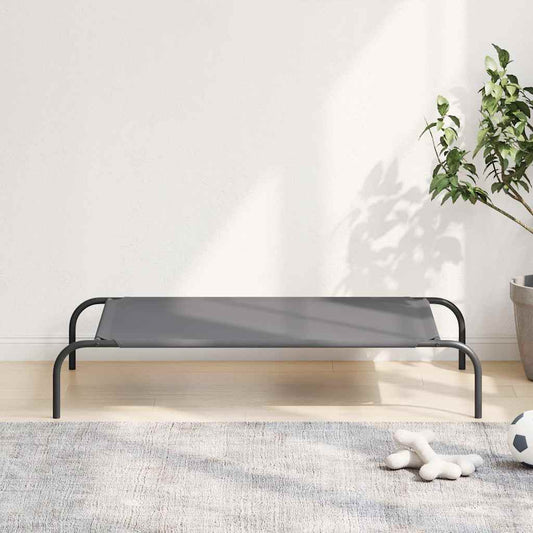 Vyvýšený pelíšek pro psy šedý 110x65x20 cm Oxford Fabric a ocel