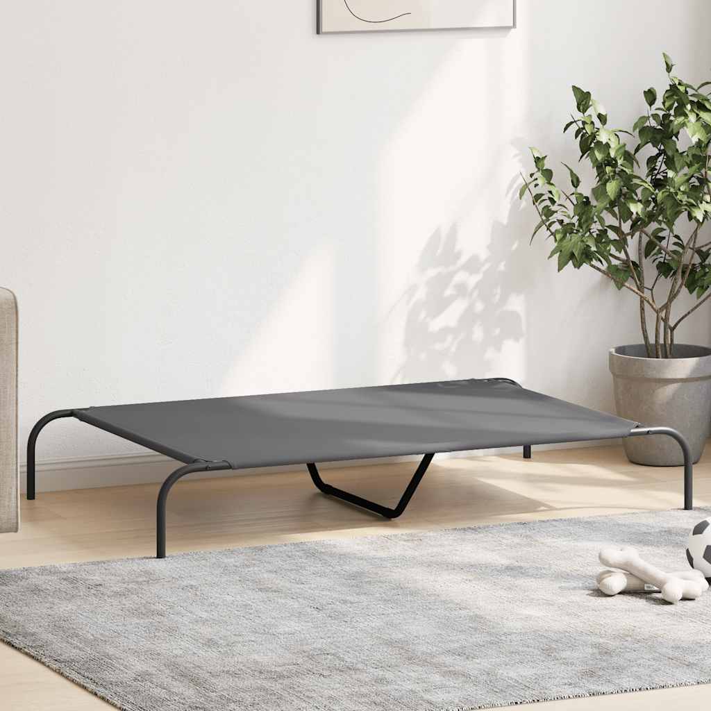 vyvýšený pelíšek pro psy šedý 130x80x20 cm Oxford Fabric a ocel