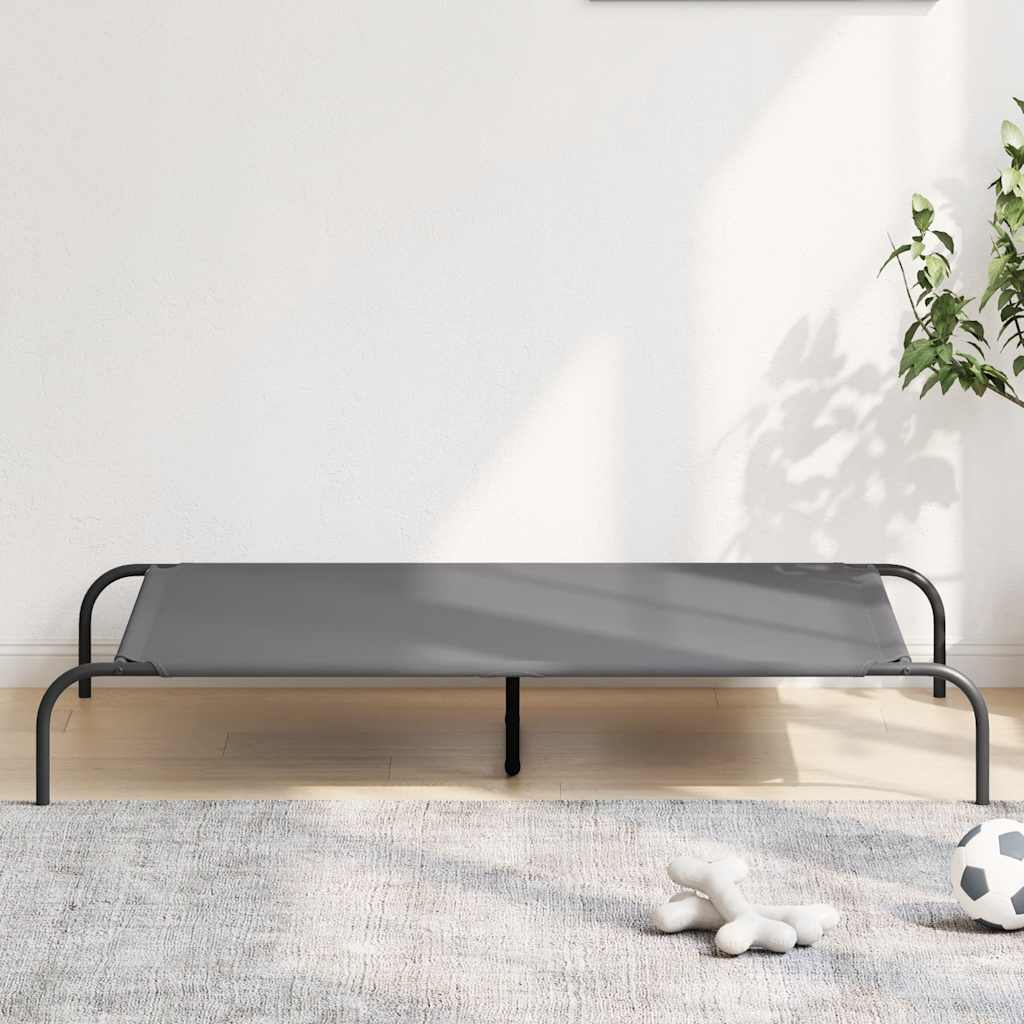 vyvýšený pelíšek pro psy šedý 130x80x20 cm Oxford Fabric a ocel
