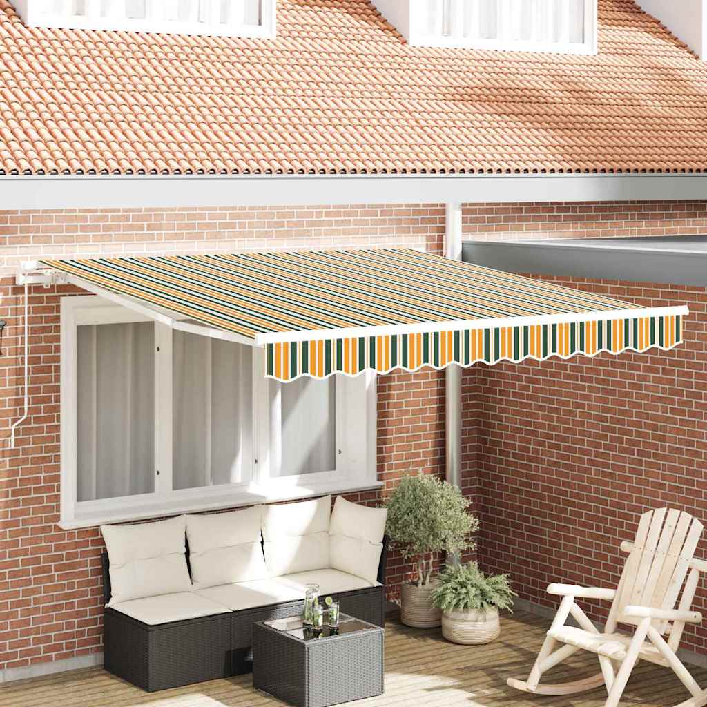 Markýza Pruhovaný Zelená a žlutá 3 x 2,5 m Polyester a kov
