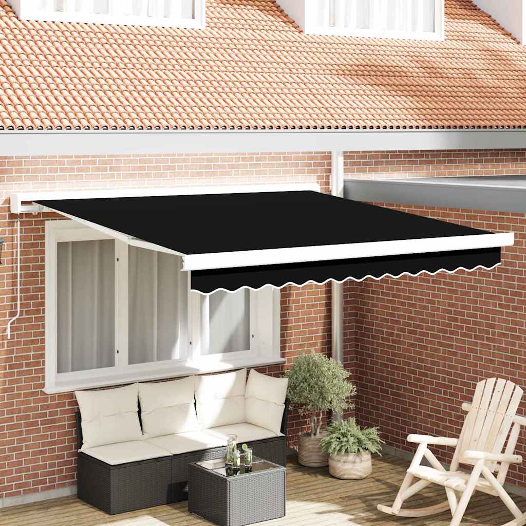 Budsorovatelné zastřešení Černá 350 x 250 cm Textil a kov