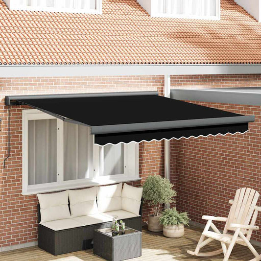 Budsorovatelné zastřešení Černá 350 x 250 cm Textil a kov