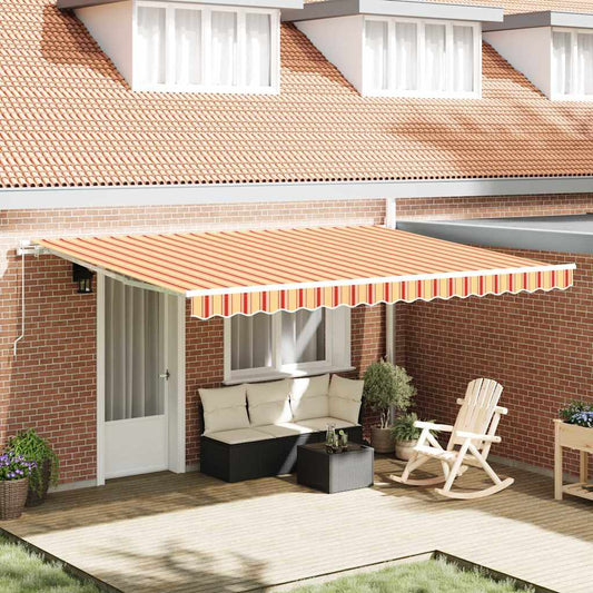 Markýza Pruhovaný žlutá a oranžová 4,5 × 3,5 m Polyester a kov