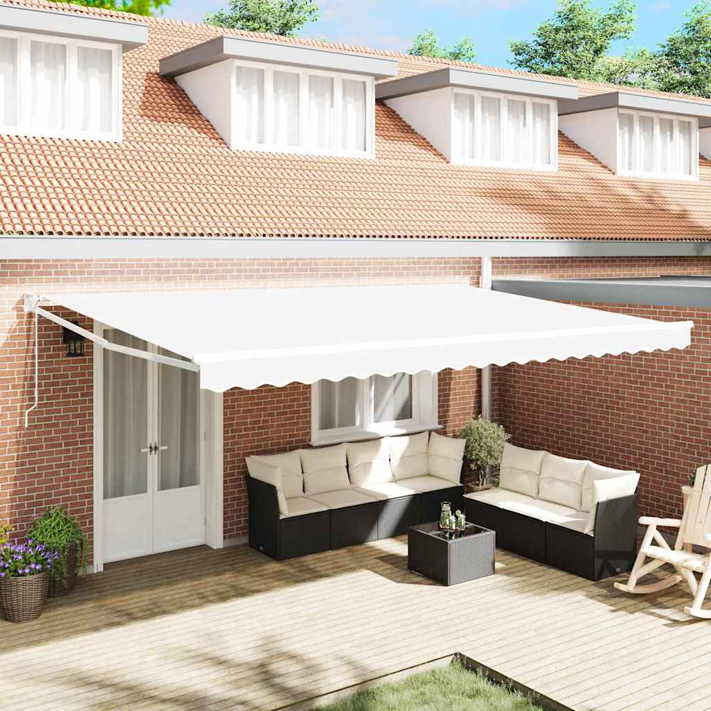 Budsorovatelné zastřešení Bílá 500 × 300 cm Textil a kov