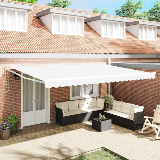 Budsorovatelné zastřešení Bílá 500 × 300 cm Textil a kov