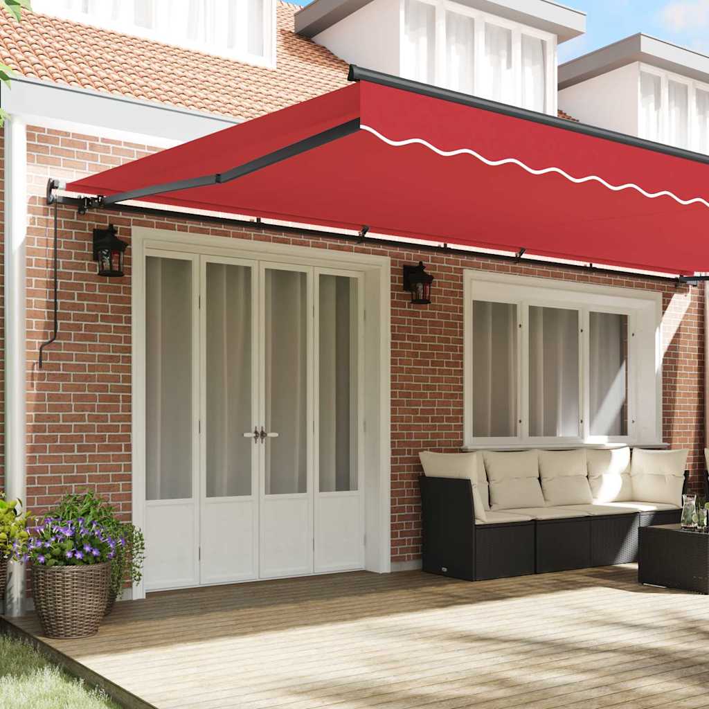 Retrakční markýza červená Červená 600 × 300 cm textil