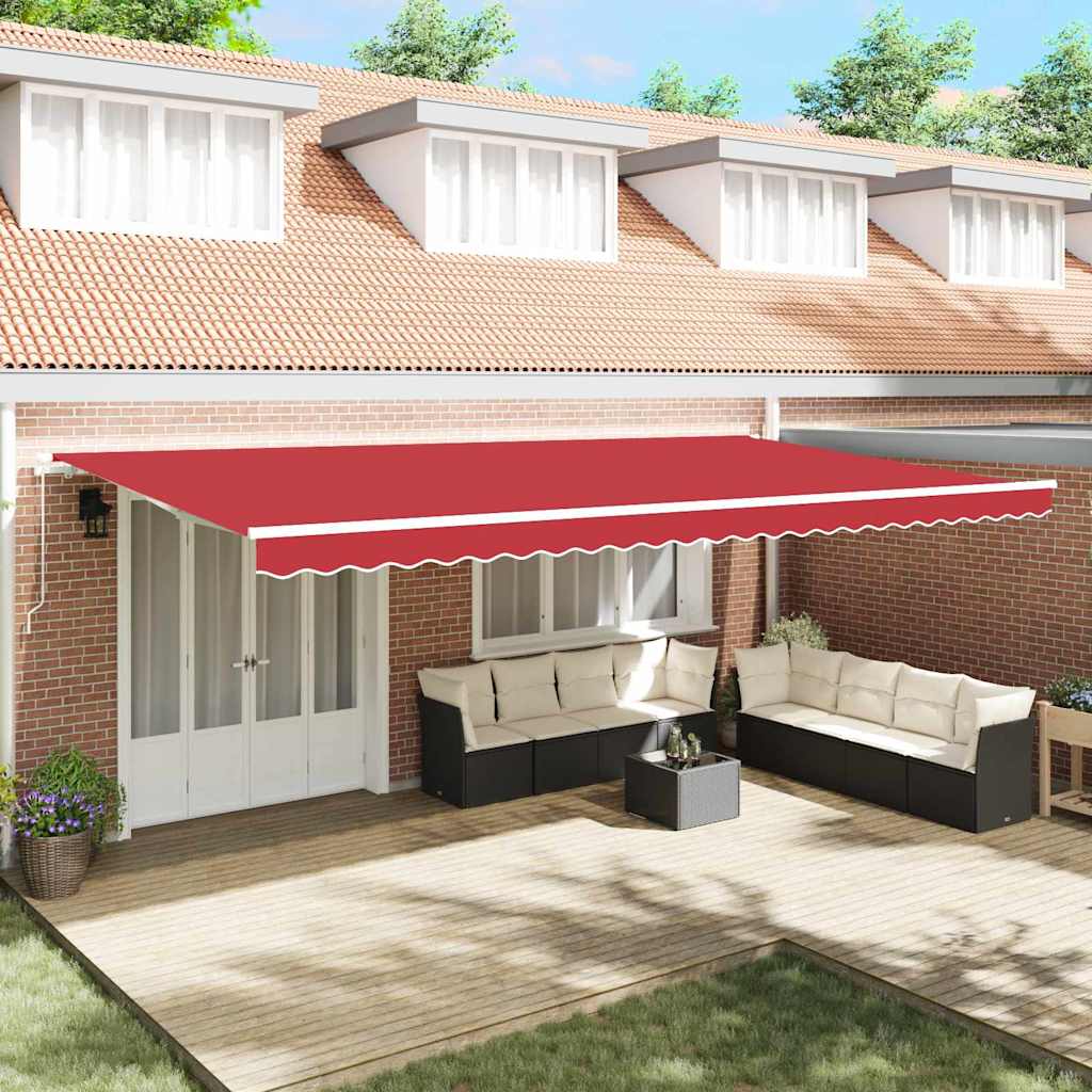 Budsorovatelné zastřešení Červená 600 × 350 cm Polyester a kov